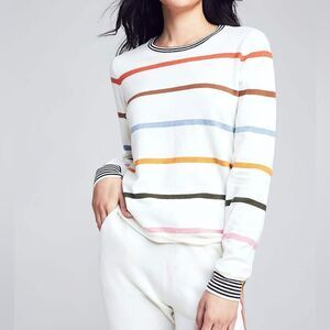Faherty Ivory Stripe Surf Cotton/ Cashmere Sweater Size Extra Small